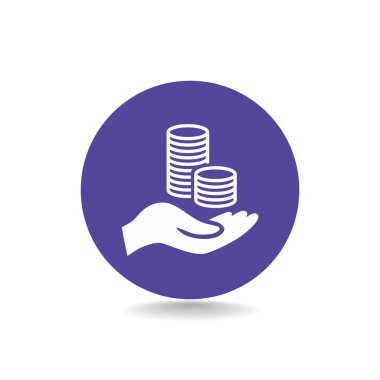 elinde, web simgesi paralar. 