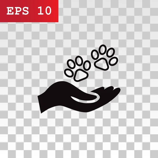 Hand holds paws symbol. — Stock Vector