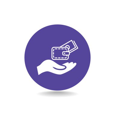 m-cüzdan ve el web simgesi. 