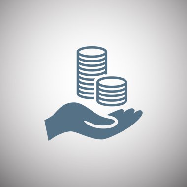 elinde, web simgesi paralar. 