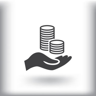 elinde, web simgesi paralar. 