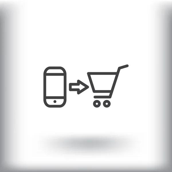 La compra de un icono de teléfono móvil — Vector de stock