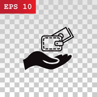 m-cüzdan ve el web simgesi. 