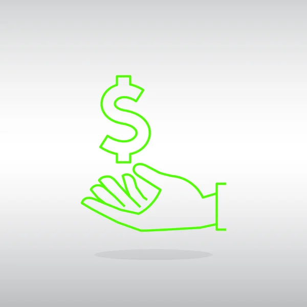Значок доллара в руке . — стоковый вектор