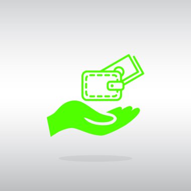 m-cüzdan ve el web simgesi. 