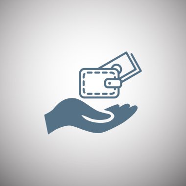 m-cüzdan ve el web simgesi. 