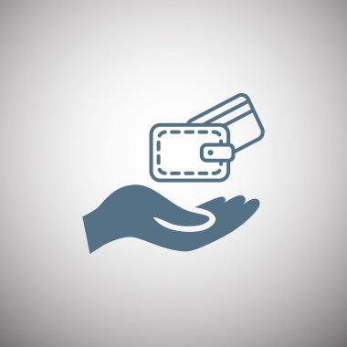 m-cüzdan ve el web simgesi. 