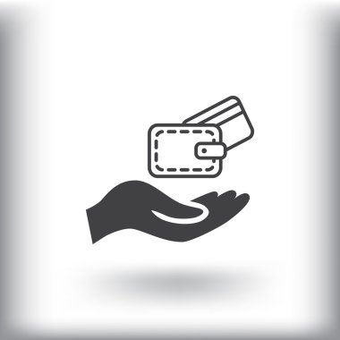 m-cüzdan ve el web simgesi. 