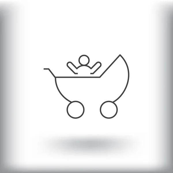 Pram with a child icon — Stock Vector
