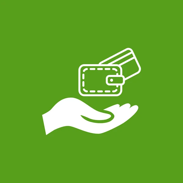 Kartu kredit dompet pada ikon tangan - Stok Vektor