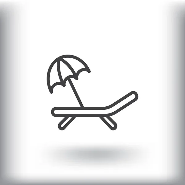 Una tumbona con un icono de paraguas — Vector de stock