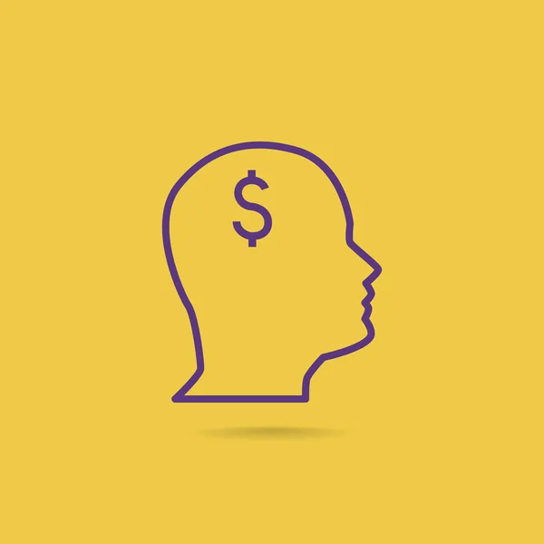 Icono de dinero en la cabeza — Vector de stock