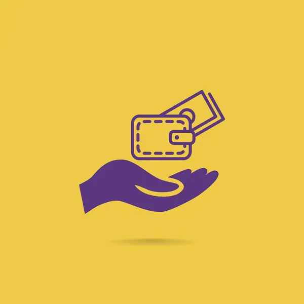 Ikona webové peněženku a ruku. — Stockový vektor