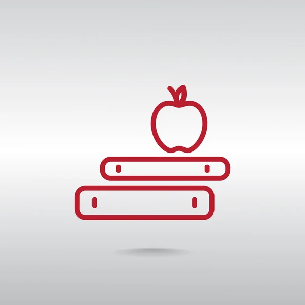 Bücher und Apfelsymbol — Stockvektor