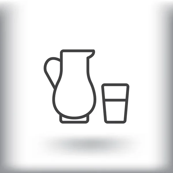 Jarra y vaso de icono de la leche — Vector de stock