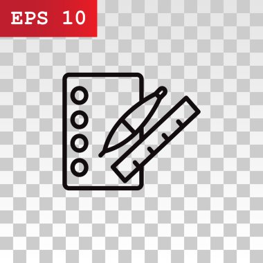 defter ile kalemi ve cetvel simgesi