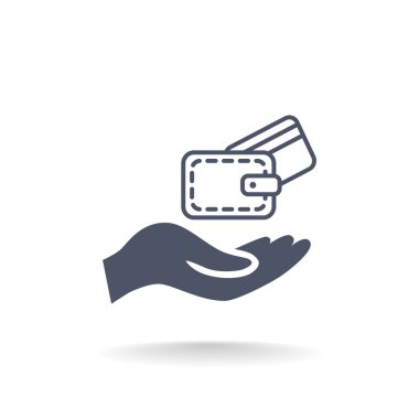 m-cüzdan ve el web simgesi. 