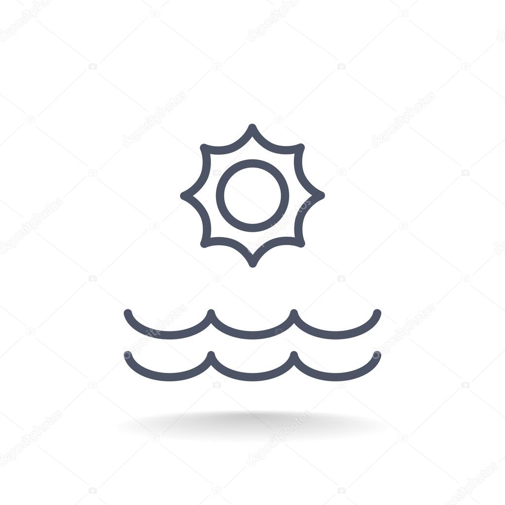 Summer Sun And Sea icon. Vector line illustration