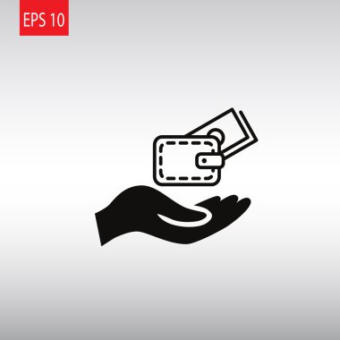 m-cüzdan ve el web simgesi. 