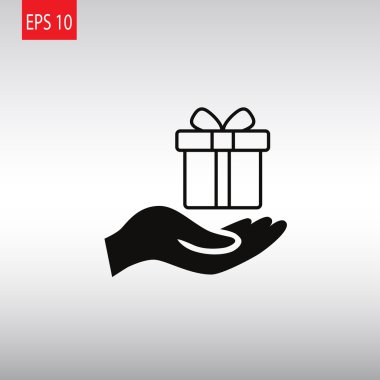 Hediye kutusu simgesi tutan el