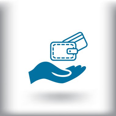 m-cüzdan ve el web simgesi. 