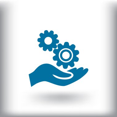 Dişli tekerlekli mekanizma el simgesi