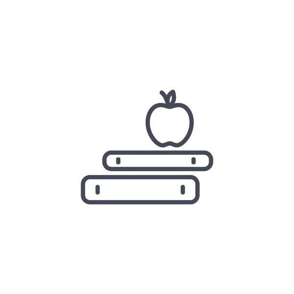 Boeken en apple-pictogram — Stockvector