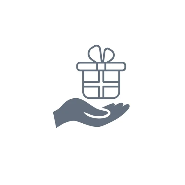 Hand hält Geschenk-Box-Symbol — Stockvektor