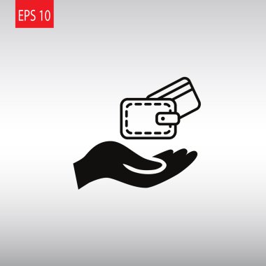 m-cüzdan ve el web simgesi. 