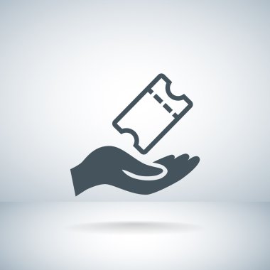 Hand holds Ticket icon clipart