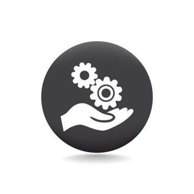 Dişli tekerlekli mekanizma el simgesi