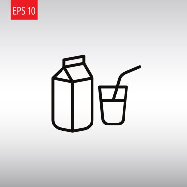 Süt kutusu ve cam simgesi