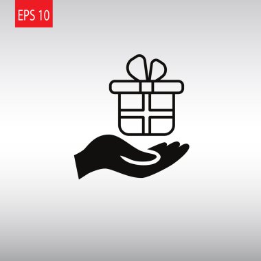 Hediye kutusu simgesi tutan el