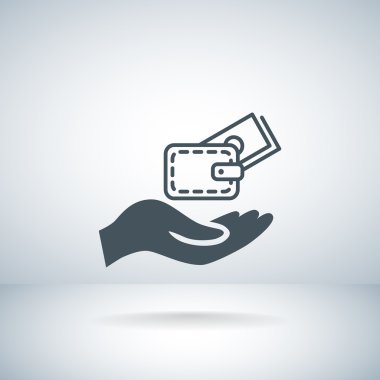 m-cüzdan ve el web simgesi. 