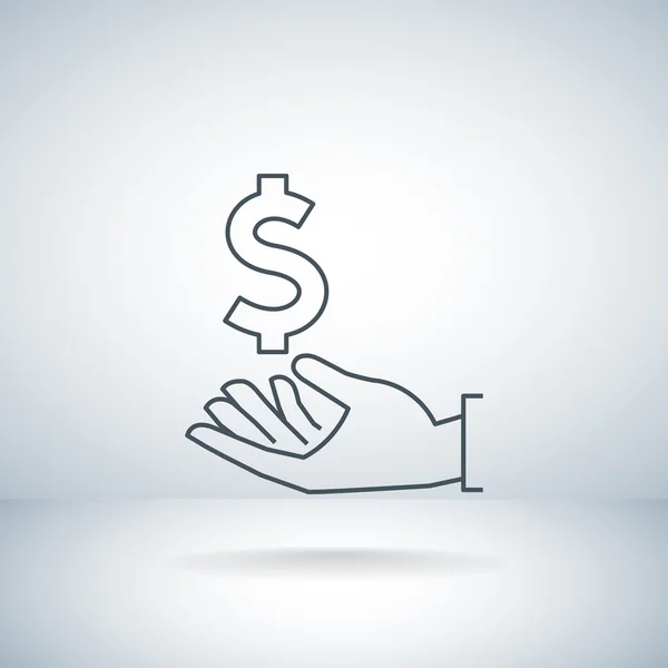 Znak dolara w ikonę dłoni — Wektor stockowy