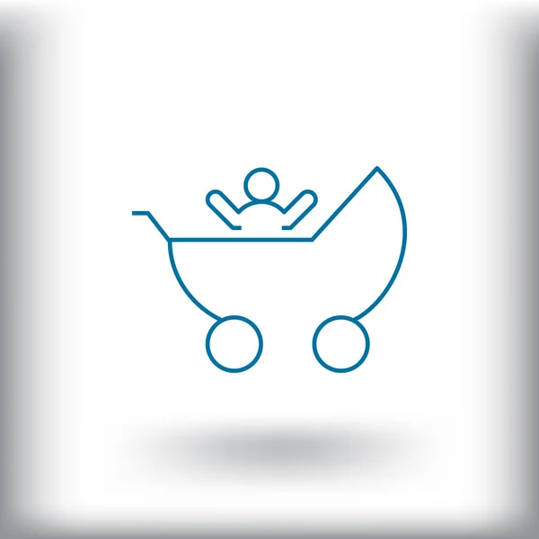 Kinderwagen met baby pictogram — Stockvector