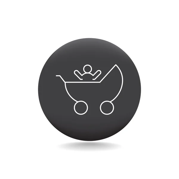 Kinderwagen met baby pictogram — Stockvector