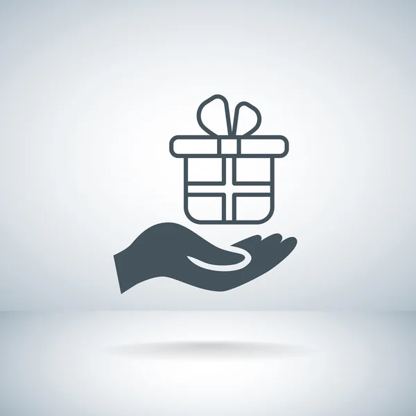 Hand met Gift Box pictogram — Stockvector