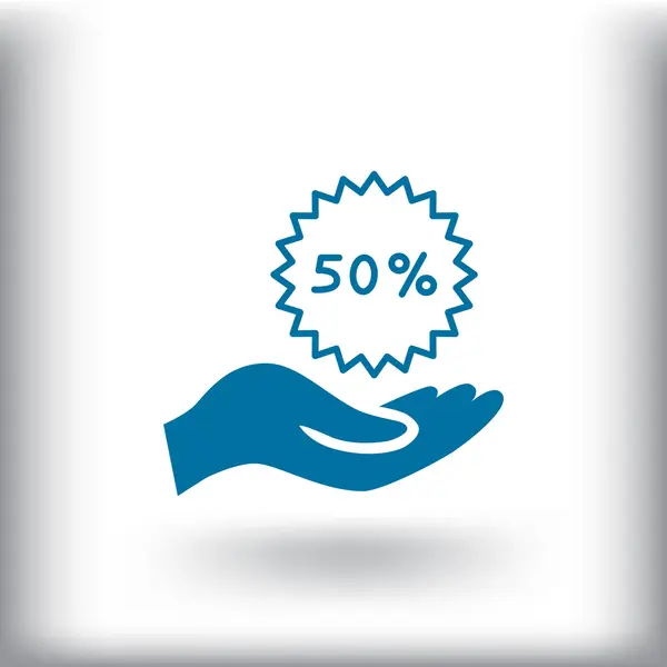 Mano sostiene 50% icono de etiqueta — Vector de stock