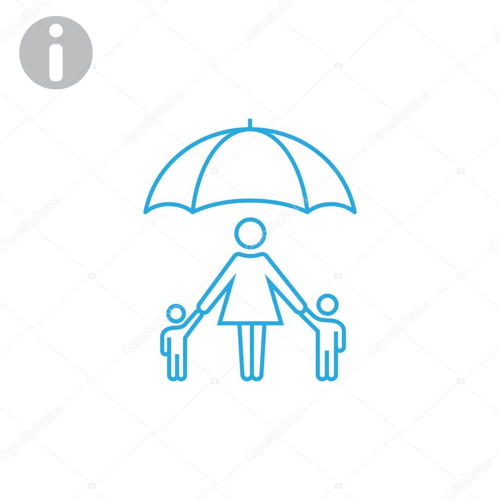 Vector illustration of Family under umbrella - Family protect icon.