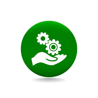 Dişli tekerlekli mekanizma el simgesi