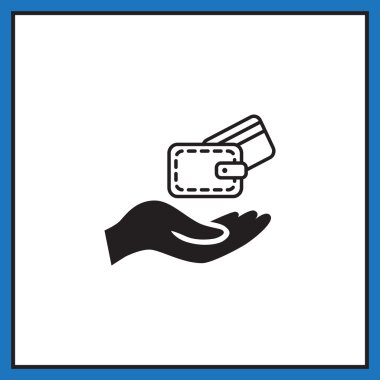 m-cüzdan ve el web simgesi. 