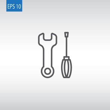 İngiliz anahtarı ve tornavida simgesi