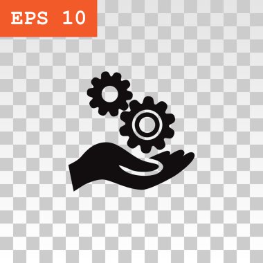 Dişli tekerlekli mekanizma el simgesi