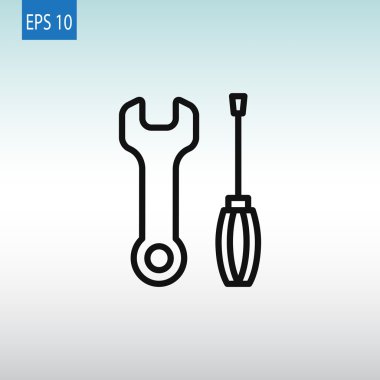 İngiliz anahtarı ve tornavida simgesi