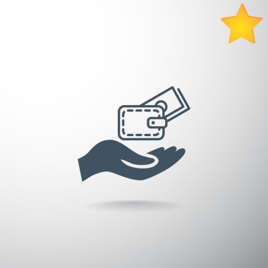 m-cüzdan ve el web simgesi. 