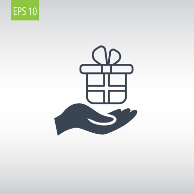 Hediye kutusu simgesi tutan el