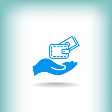 m-cüzdan ve el web simgesi. 