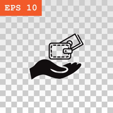 m-cüzdan ve el web simgesi. 