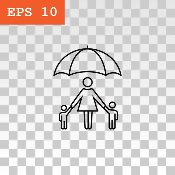 Οικογένεια κάτω από ομπρέλα εικονίδιο. — Διανυσματικό Αρχείο